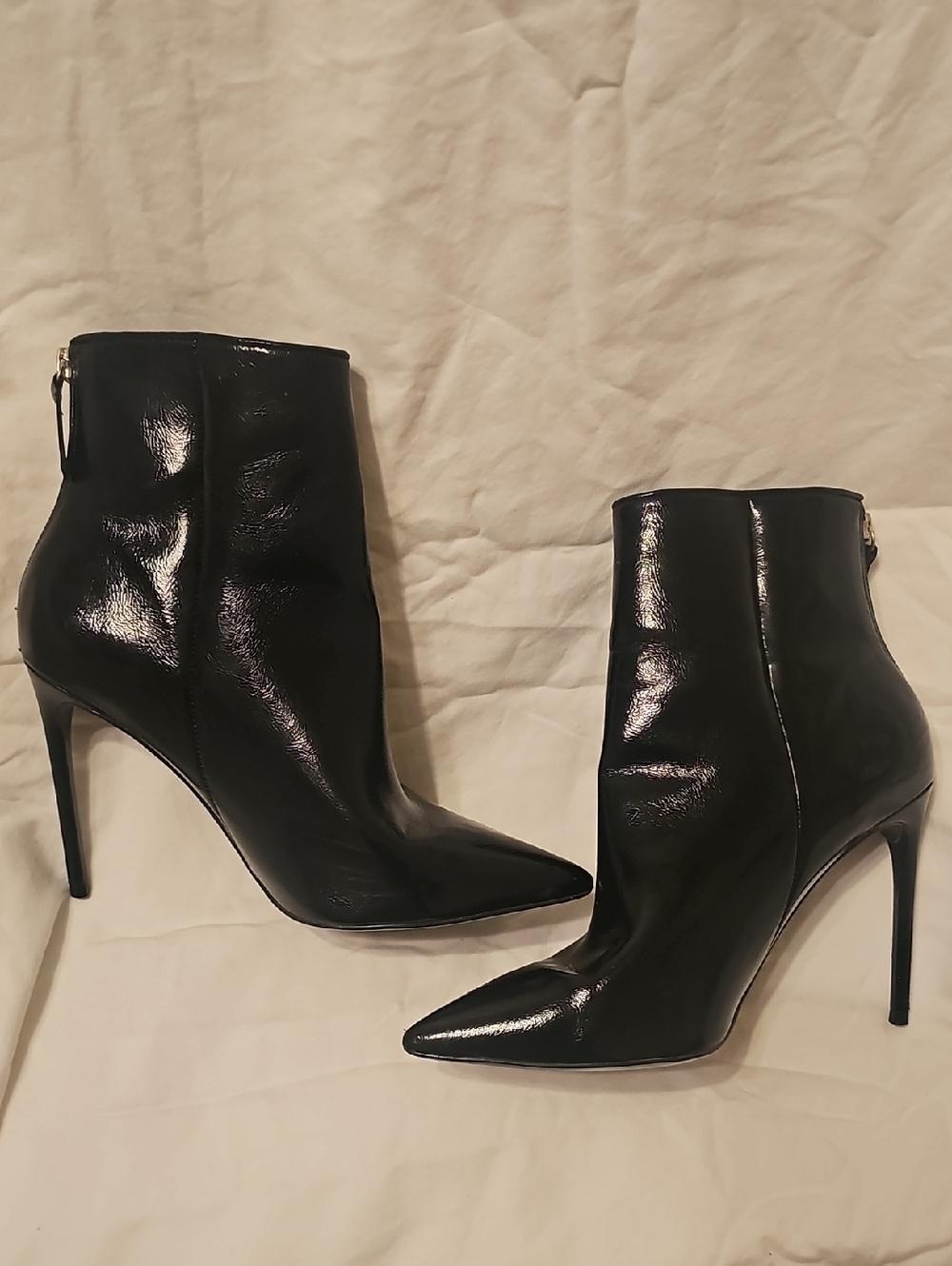 Steve Madden Black Patent Pointed Toe Stiletto Ankle Boots